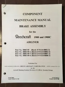 Beechcraft 1900 & 1900C Brake Assembly Component Maintenance Manual